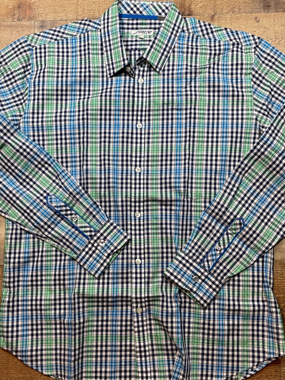 Jeremy Argyle Green and Blue Button Down Shirt size XL
